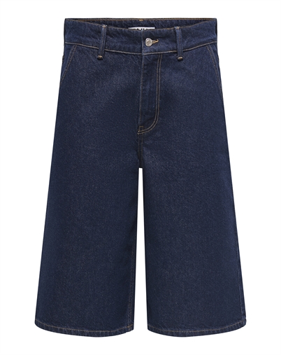 Only - Clair Baggy Bermuda Shorts - Dark Blue Denim